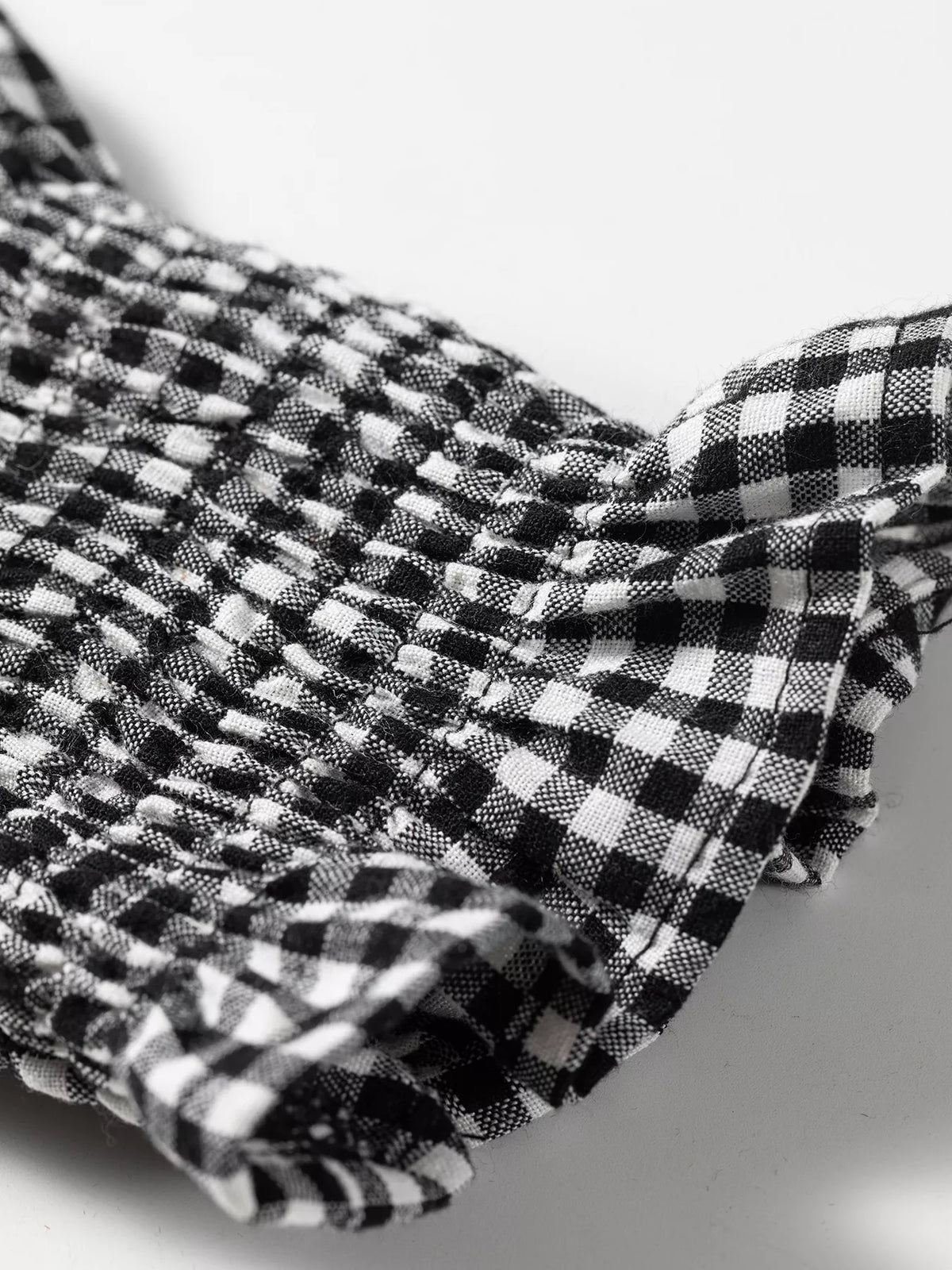 Women's Plaid Shirred Cuff Long Sleeve Blouse