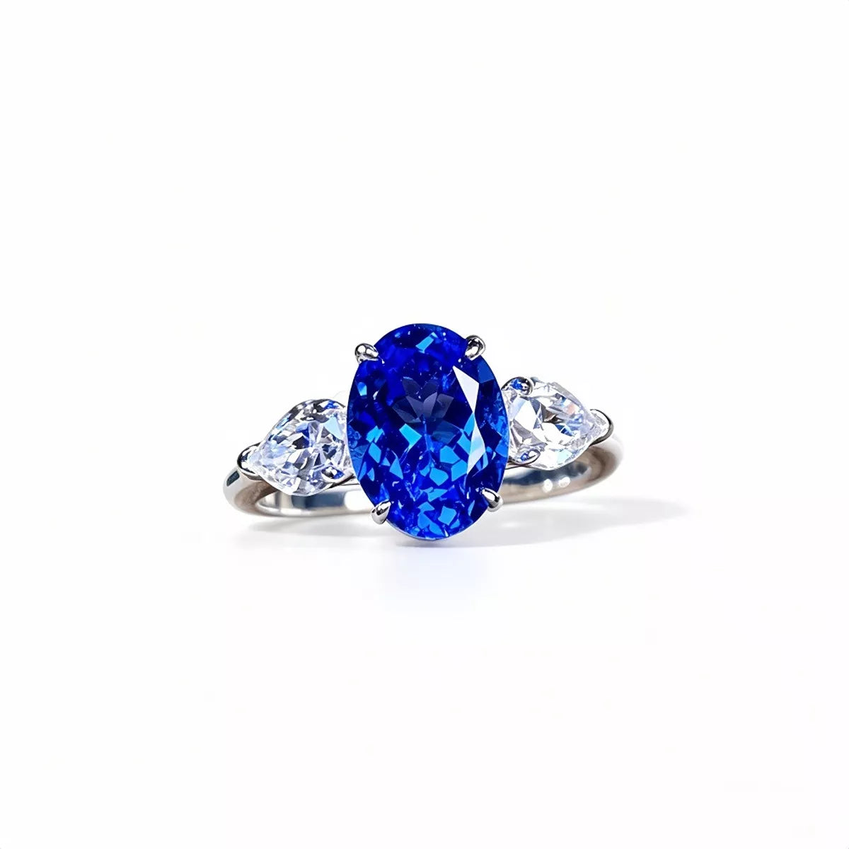 925 Sterling Silver Zircon Ring for Women in Blue