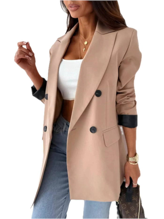 Women's Lapel Collar Long Sleeve Blazer