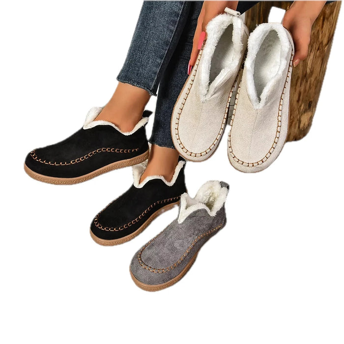 Women's Round Toe Plush Lined Shoes