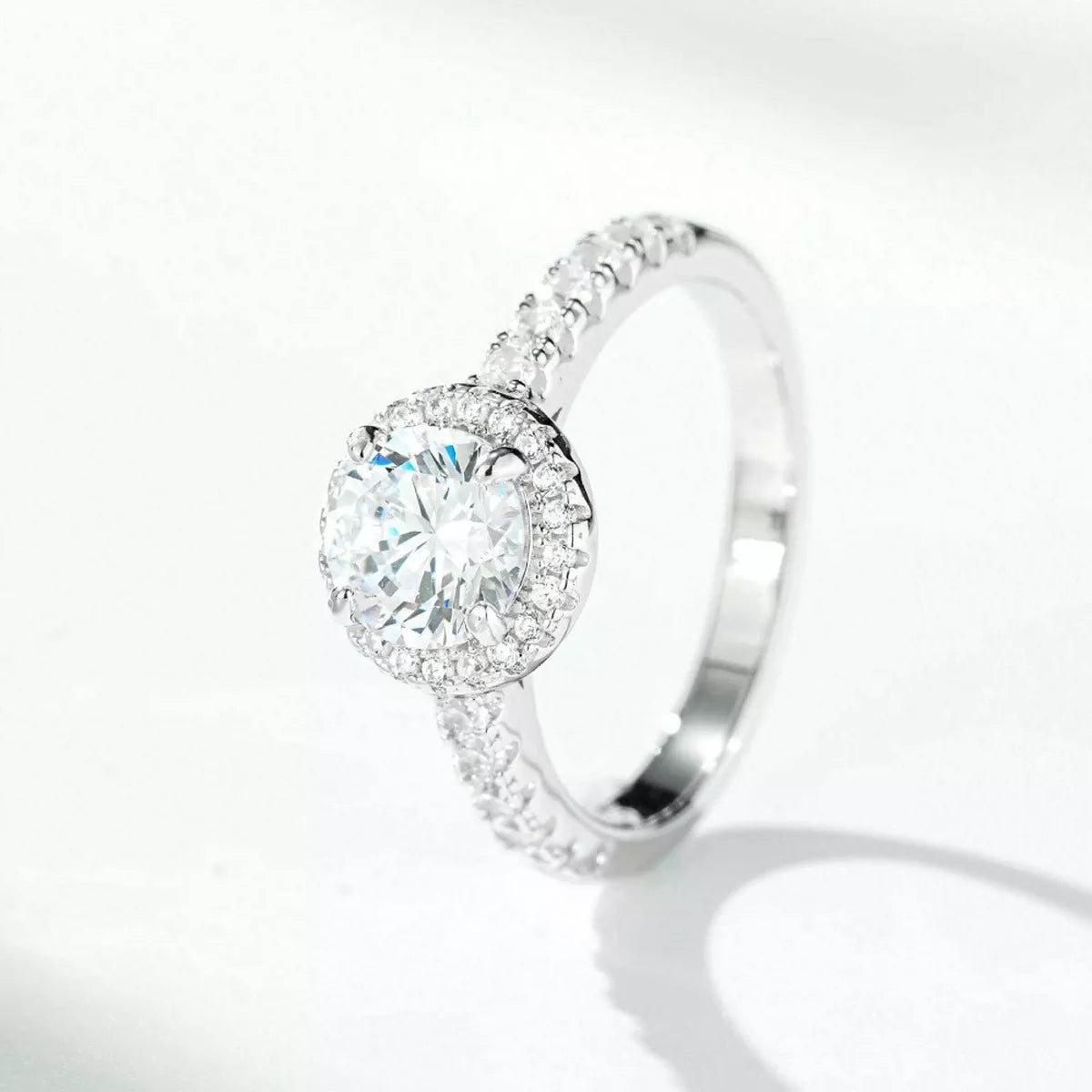 Pave Band 1 Carat 925 Sterling Silver Moissanite Ring for Women