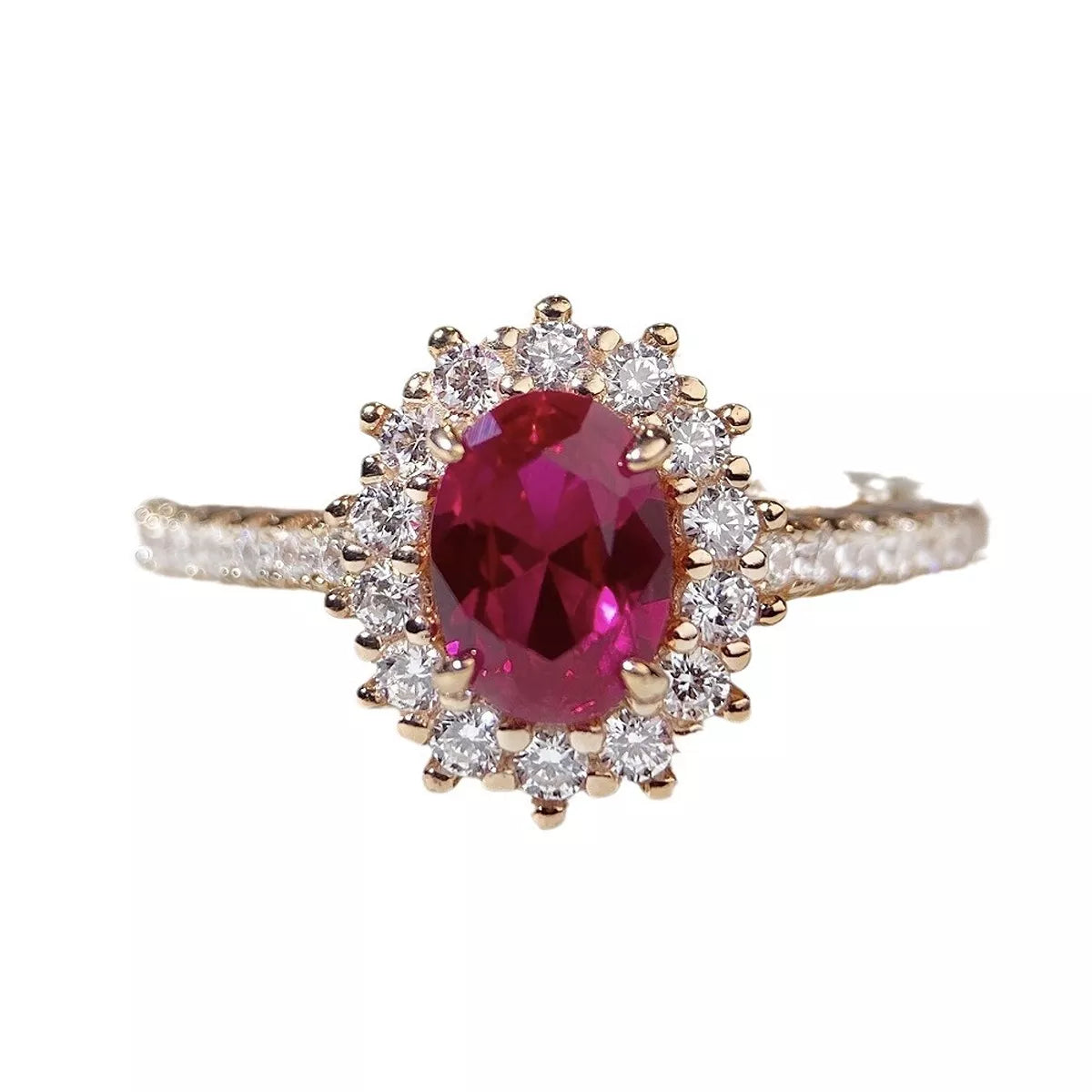 18K Gold-Plated 925 Sterling Silver Oval Ring for Women