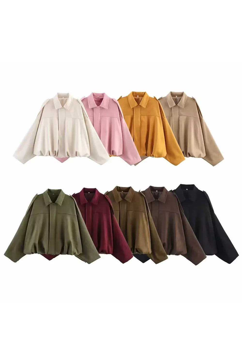 Collared Neck Dropped Shoulder Jacket for Women