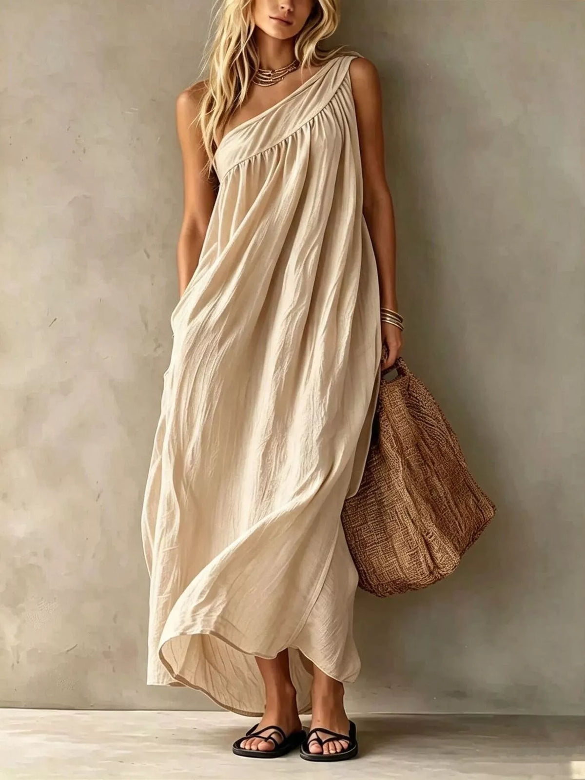 One Shoulder Maxi Dress Plus Size