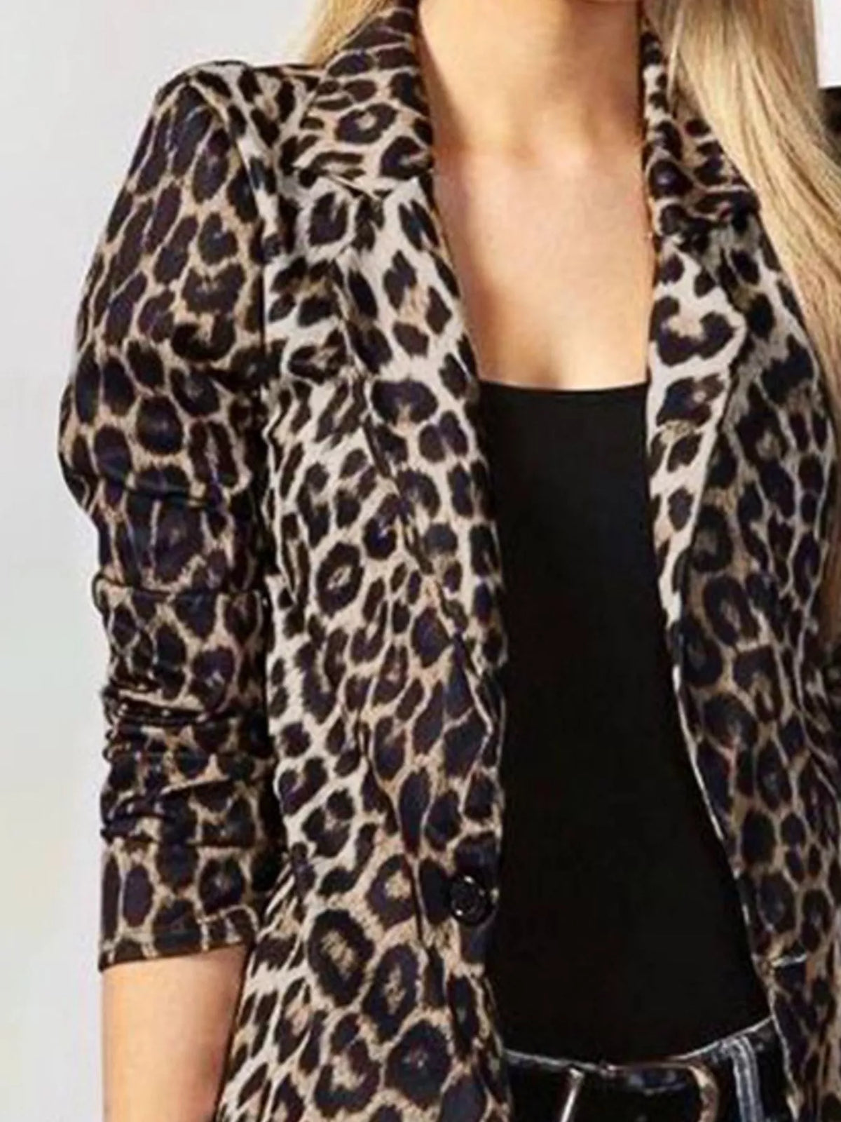 Leopard One Button Blazer