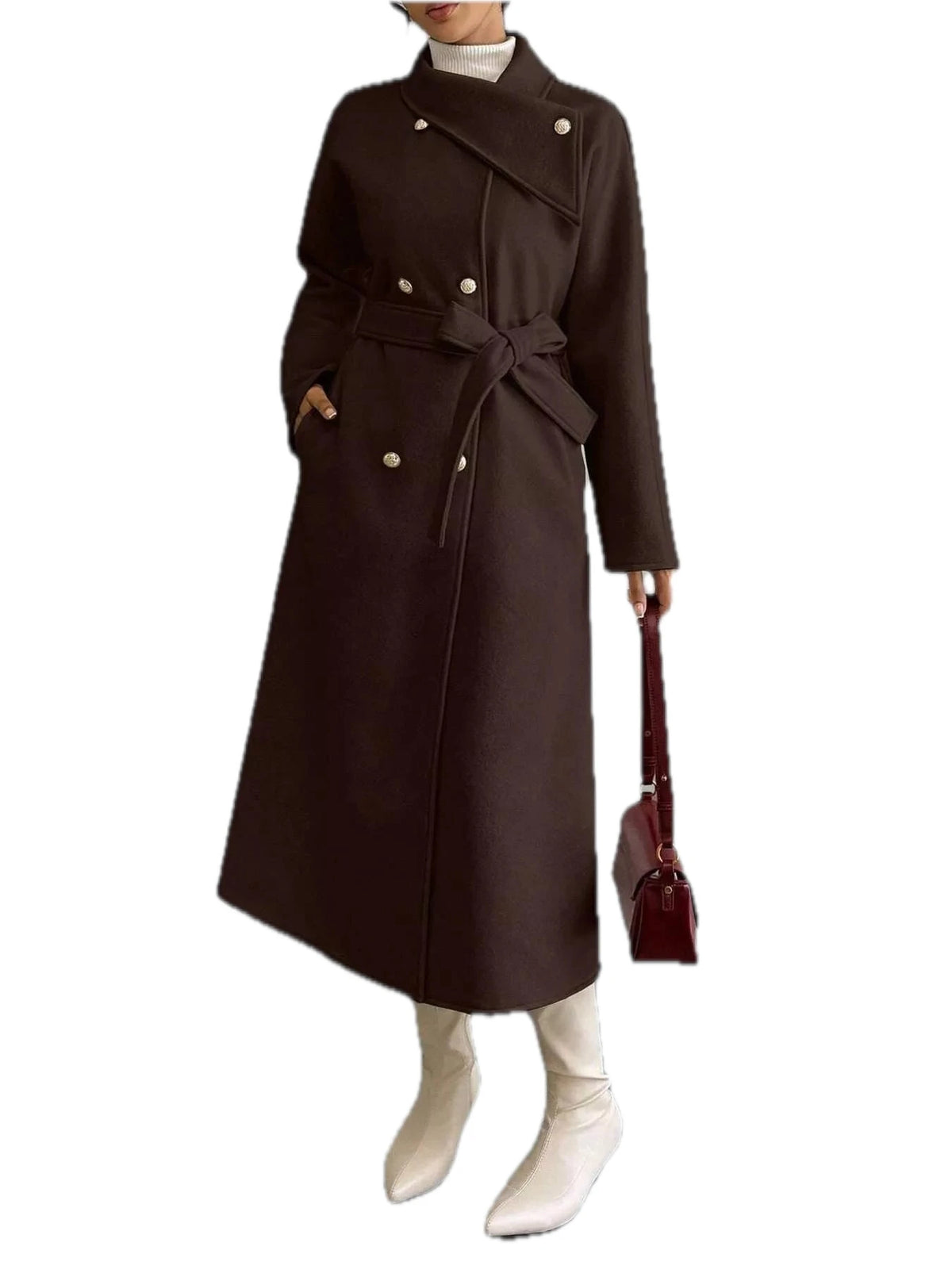 Belted Double Breasted Longline Coat