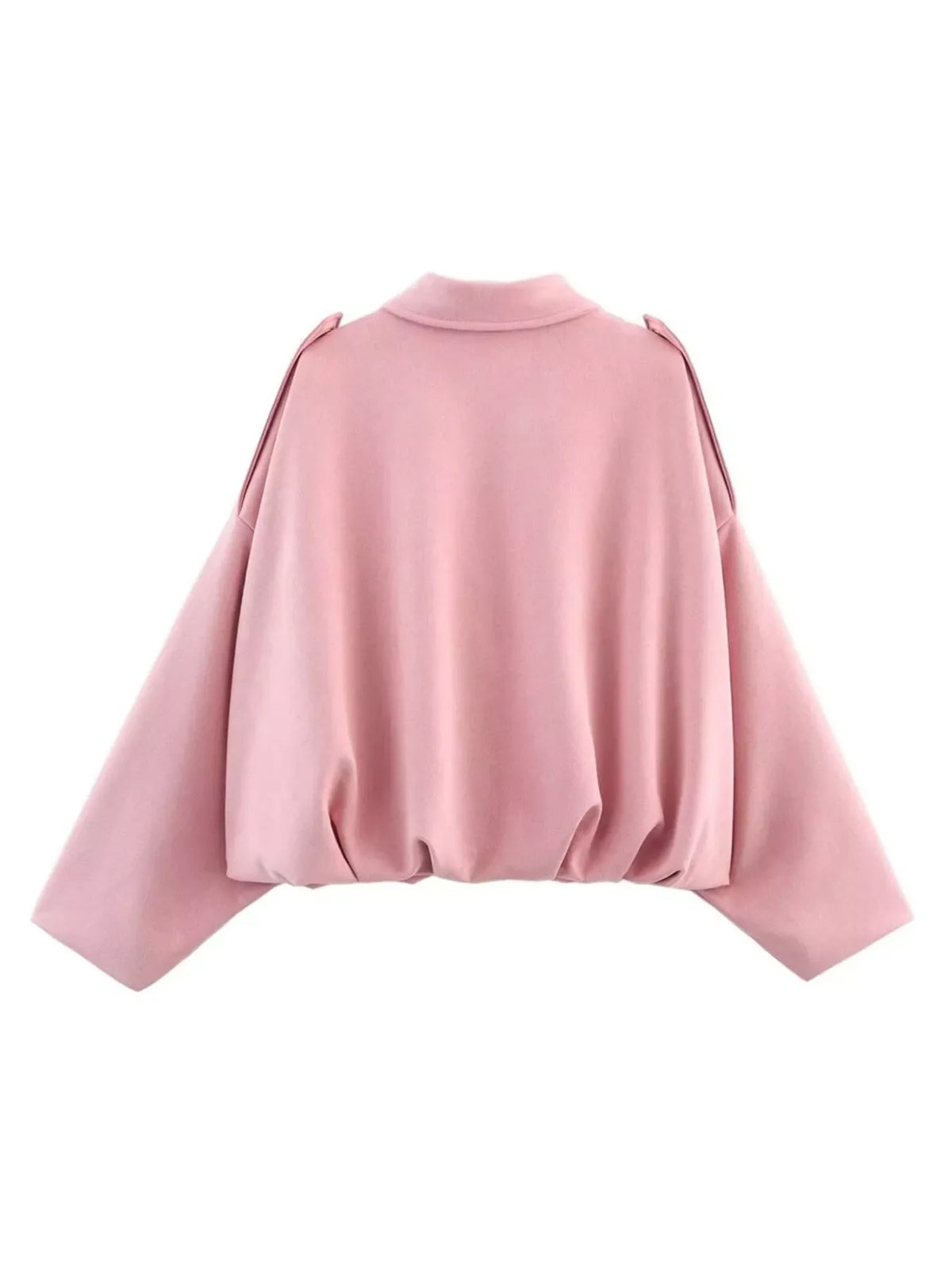 Collared Neck Dropped Shoulder Jacket for Women