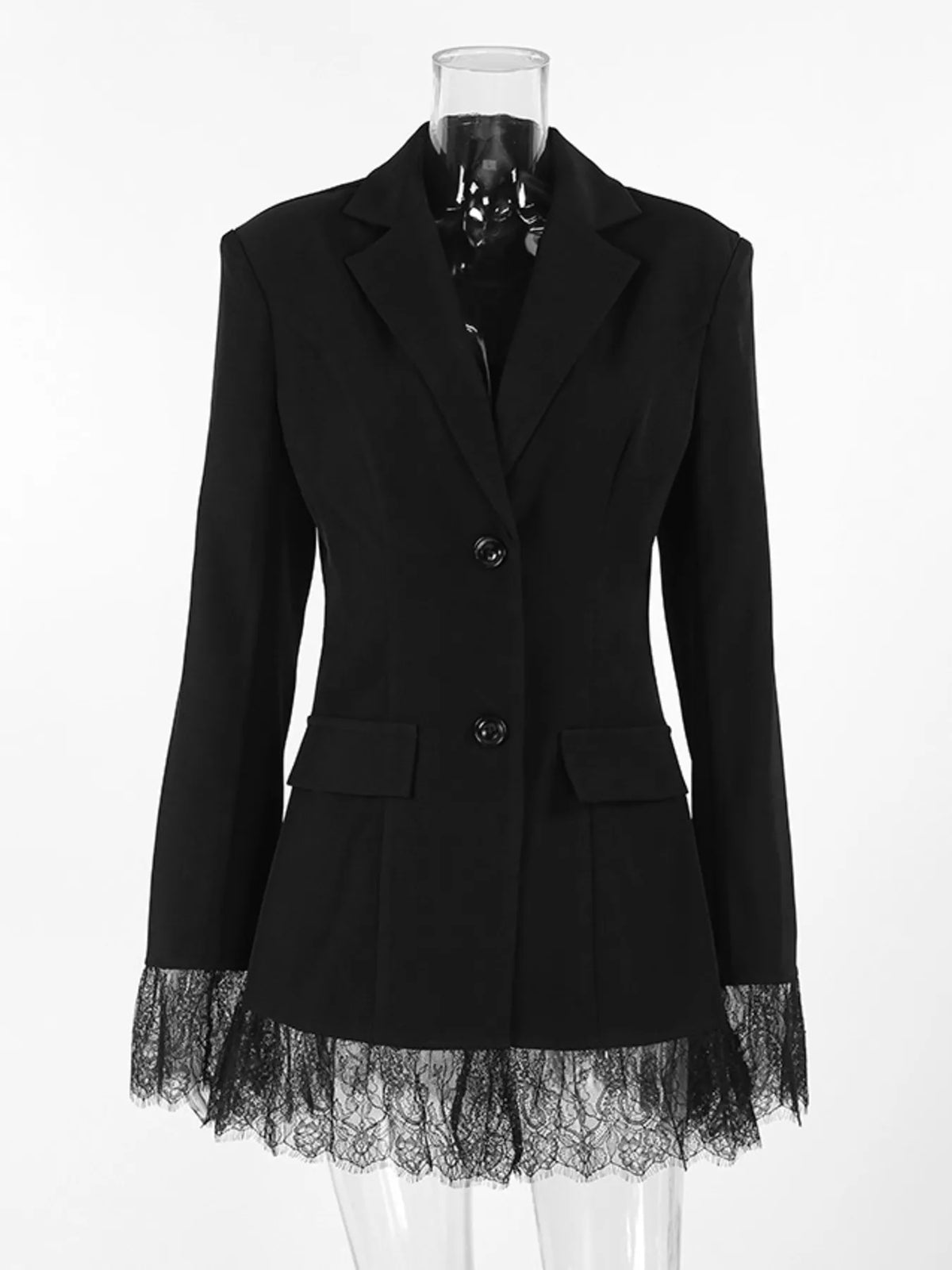 Lace Hem Lapel Blazer