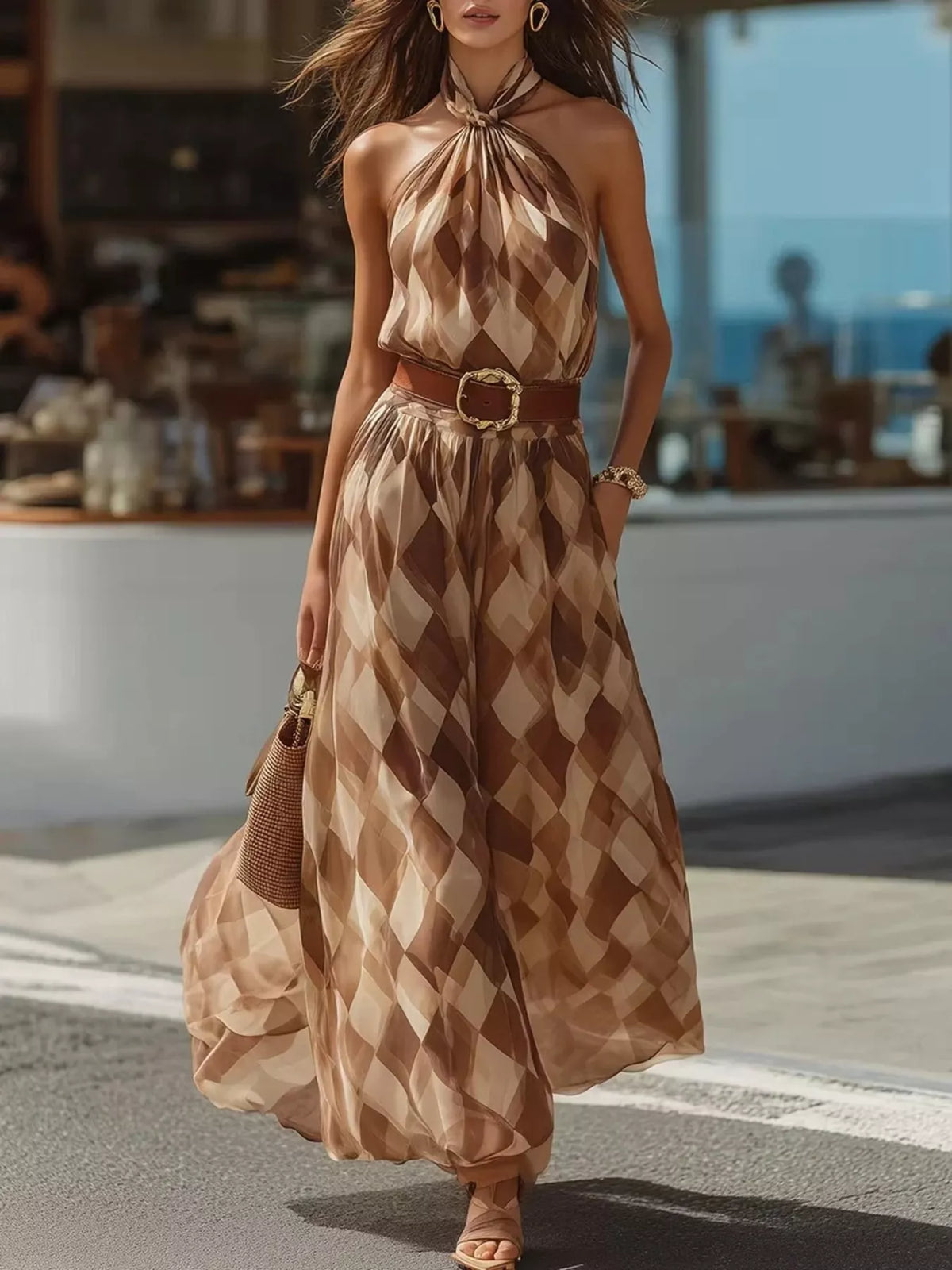 Diamond Halter Maxi Dress