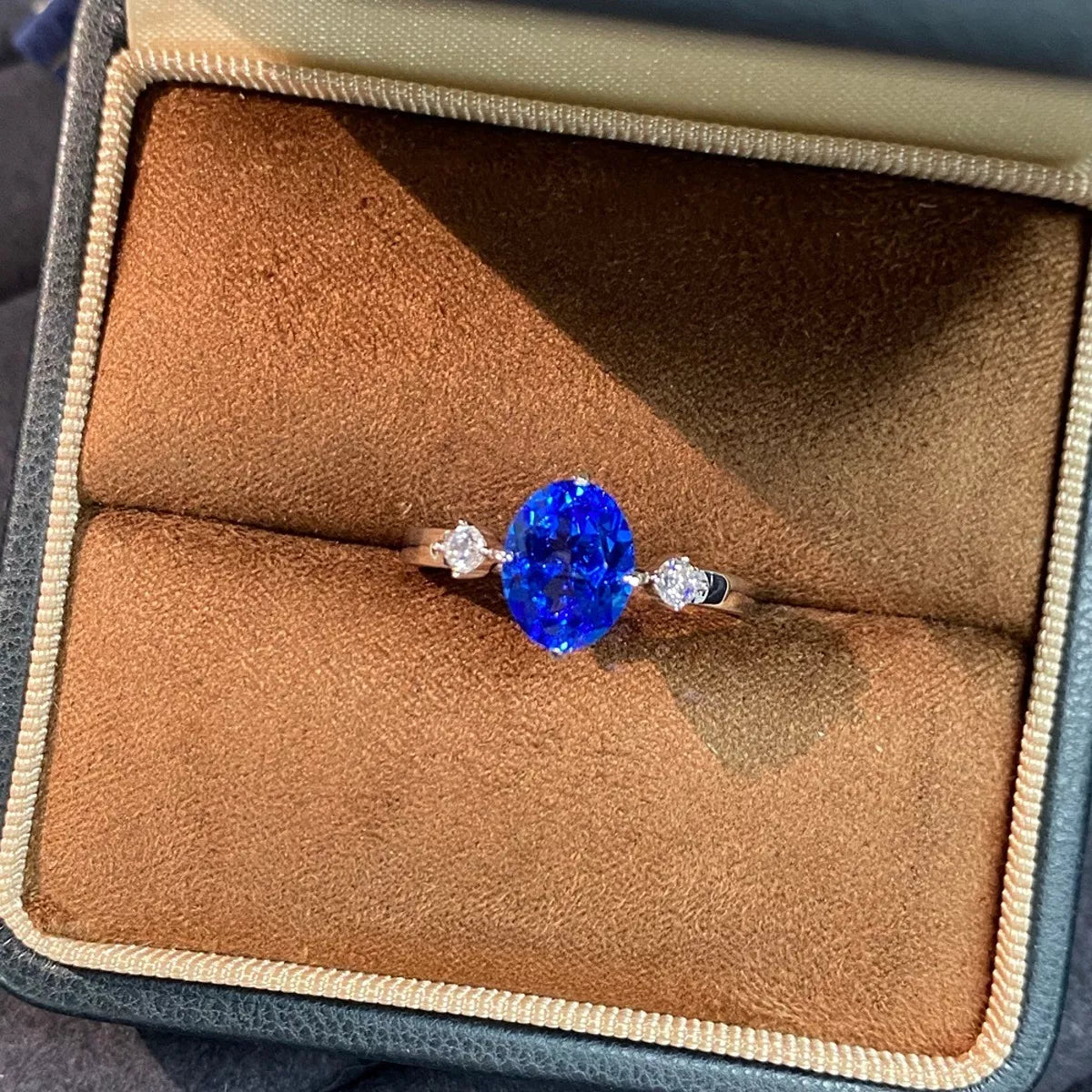 925 Sterling Silver Zircon Ring for Women in Blue