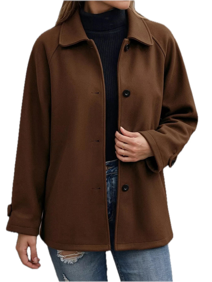 Women's Single-Breasted Raglan Sleeve Outerwear
