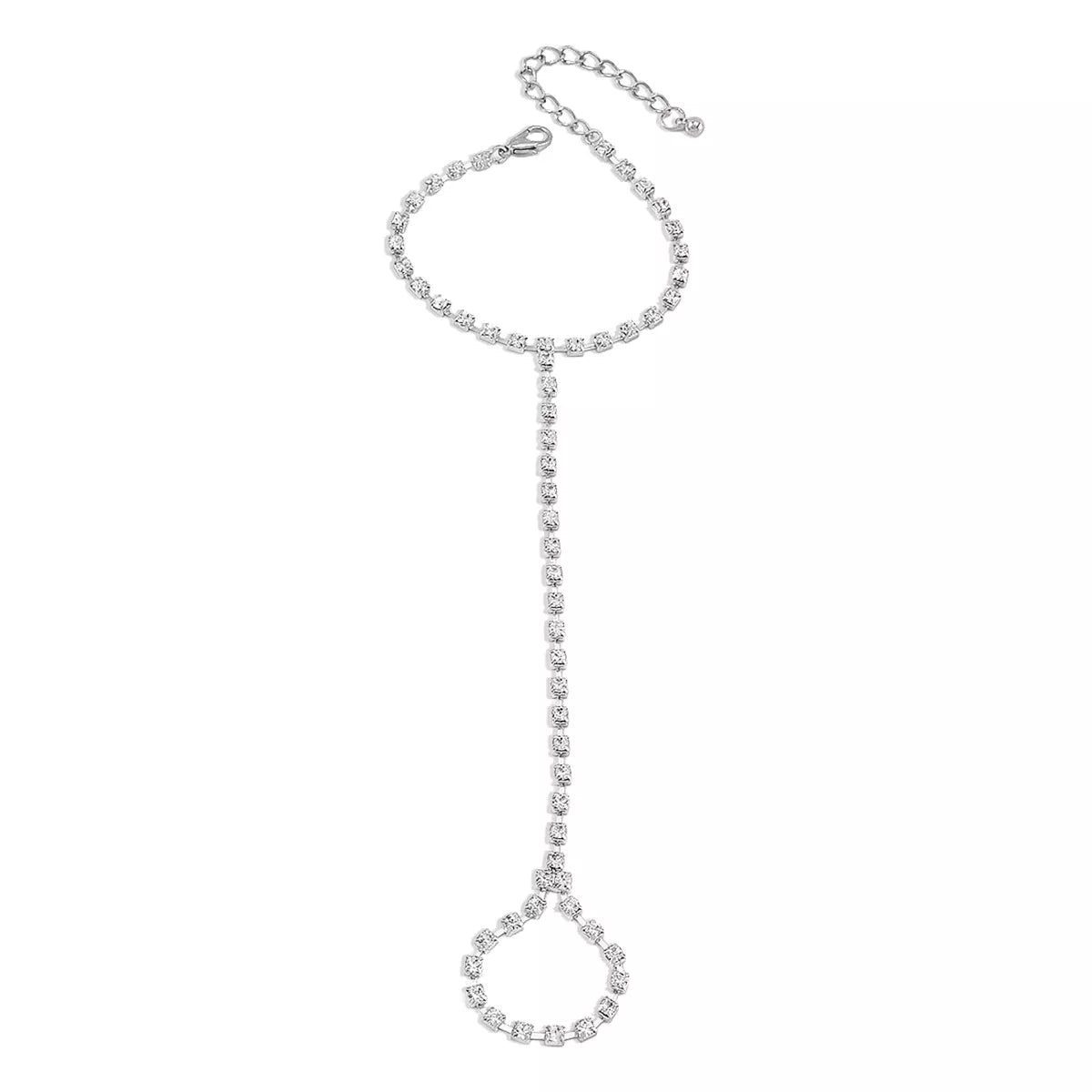 Alloy Rhinestone Bracelet for Women with Ring