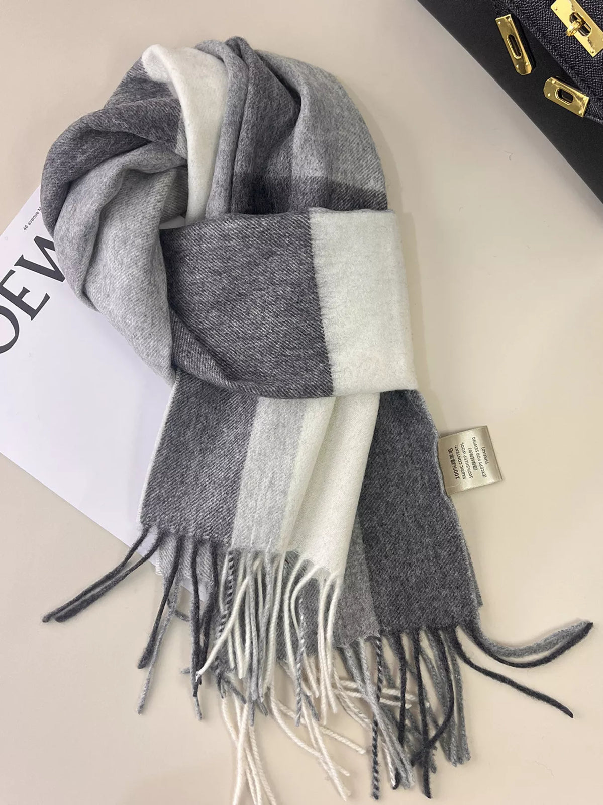 Plaid Fringe Scarf for Women
