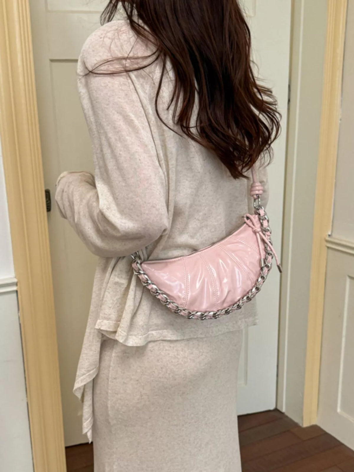 Ruched Crescent Crossbody Bag