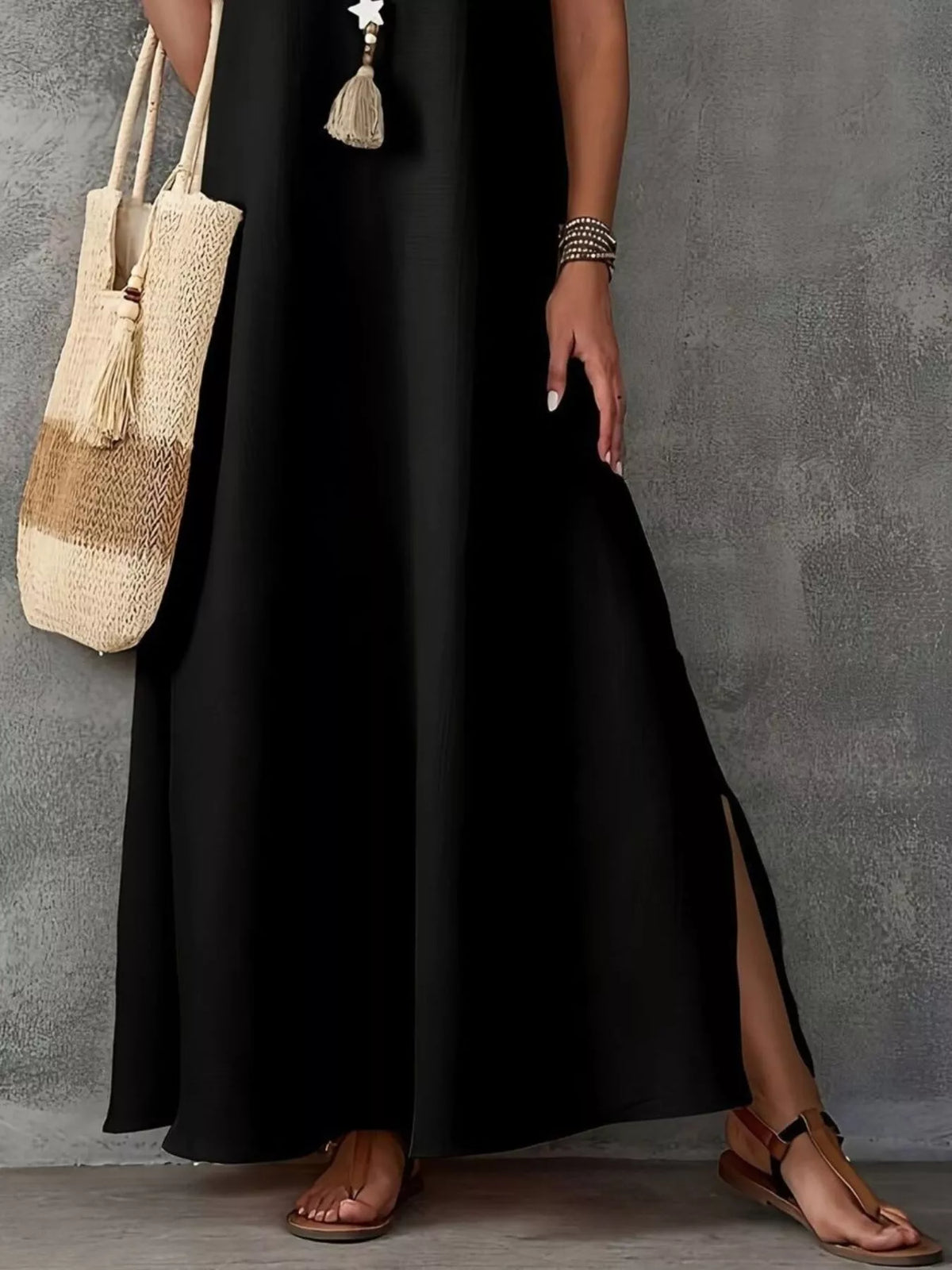 V-Neck Side Slit Maxi Dress