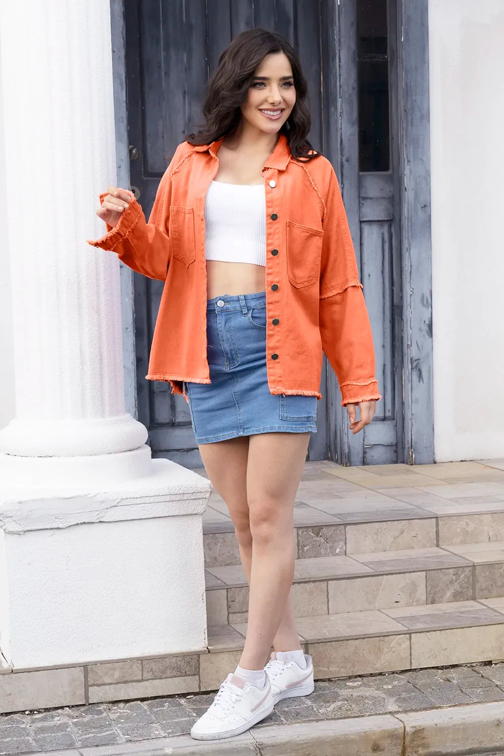 Raw Hem Pocket Denim Jacket