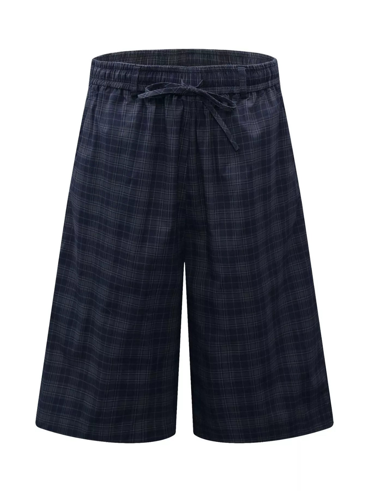 Men's Plaid Wide Leg Drawstring Shorts