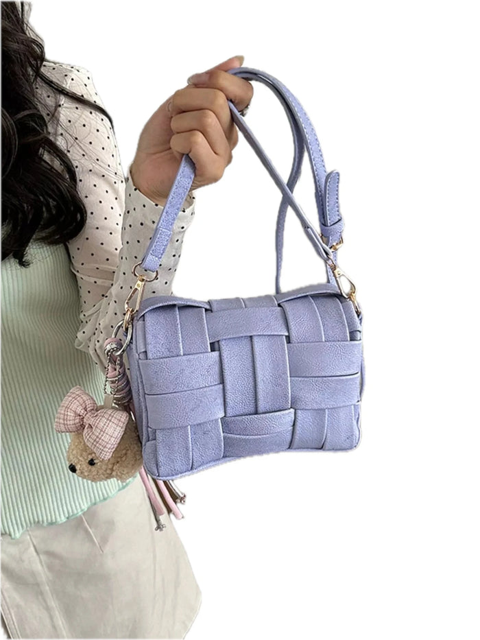 Woven Texture Crossbody Bag in Purple
