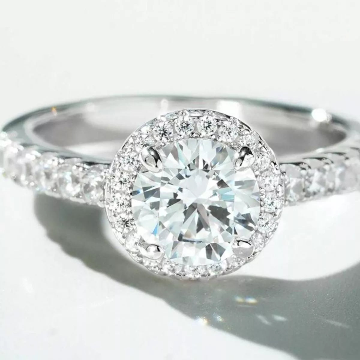 Pave Band 1 Carat 925 Sterling Silver Moissanite Ring for Women