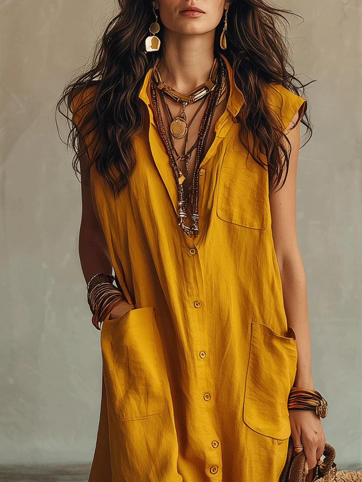 Linen Button Down Maxi Dress