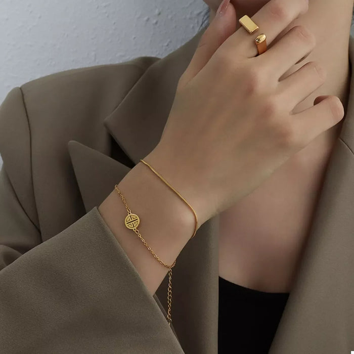 18K Gold-Plated Double Layered Bracelet for Women