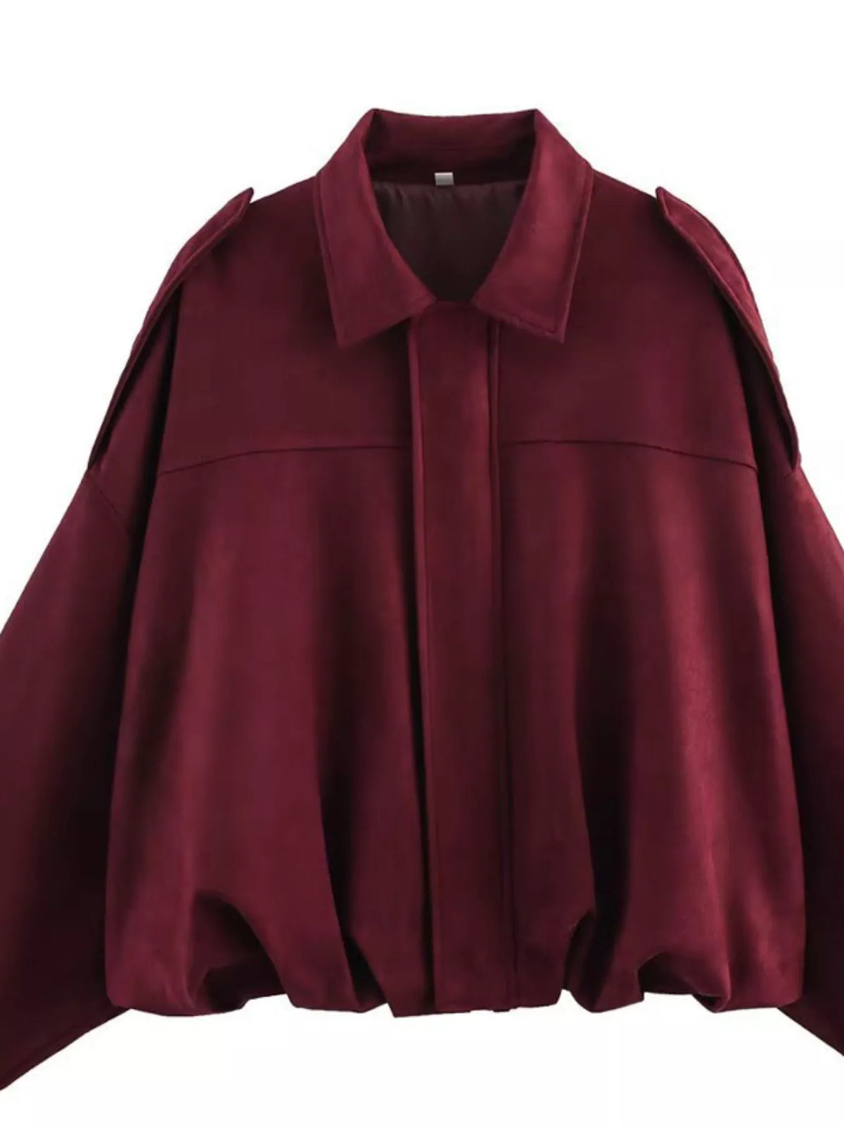 Collared Neck Dropped Shoulder Jacket for Women