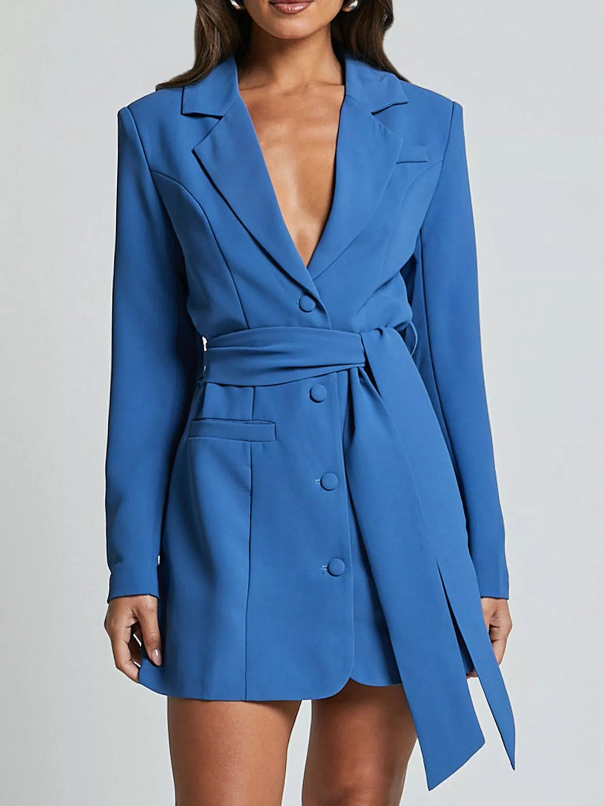Tie Waist Lapel Blazer