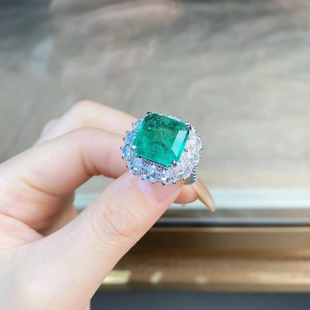 925 Sterling Silver Zircon Ring for Women in Green