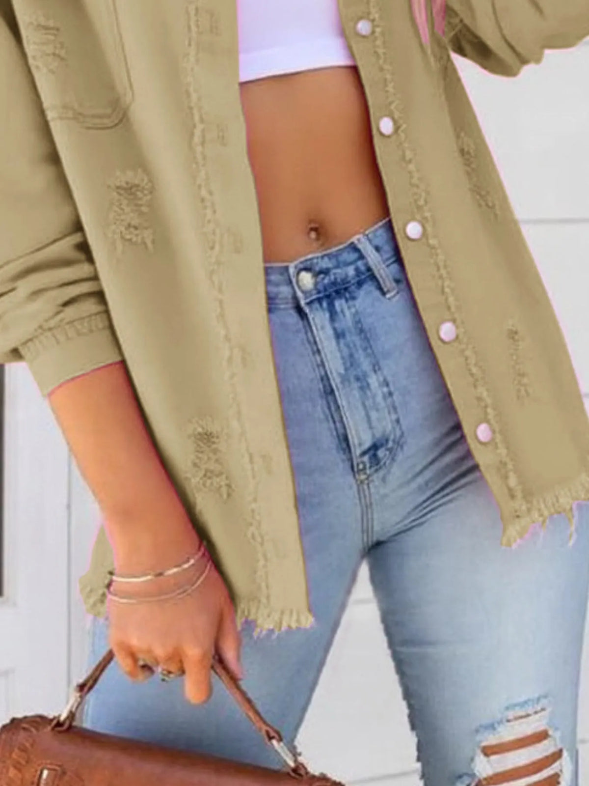 Distressed Frayed Denim Jacket
