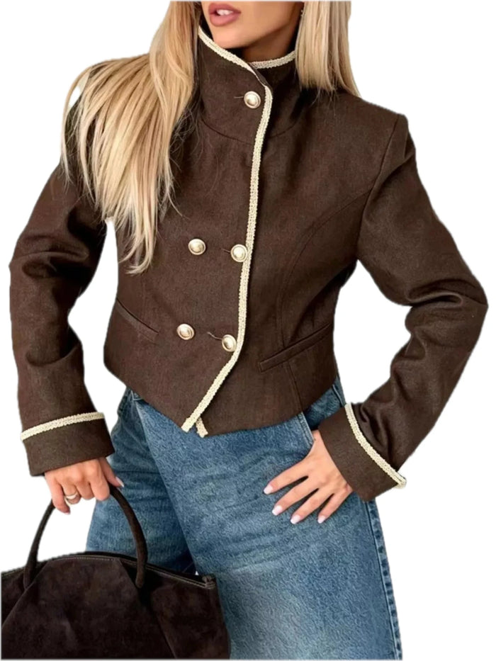 Double-Breasted Cropped Jacket for Women