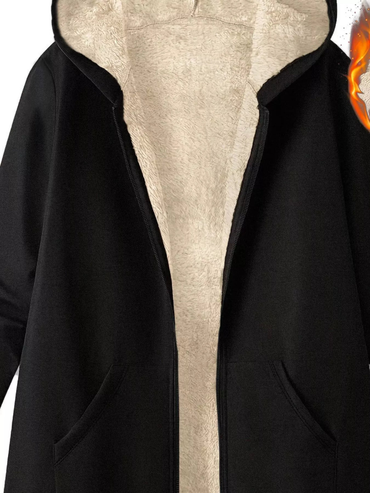 Fleece Lined Zip Up Hooded Outerwear