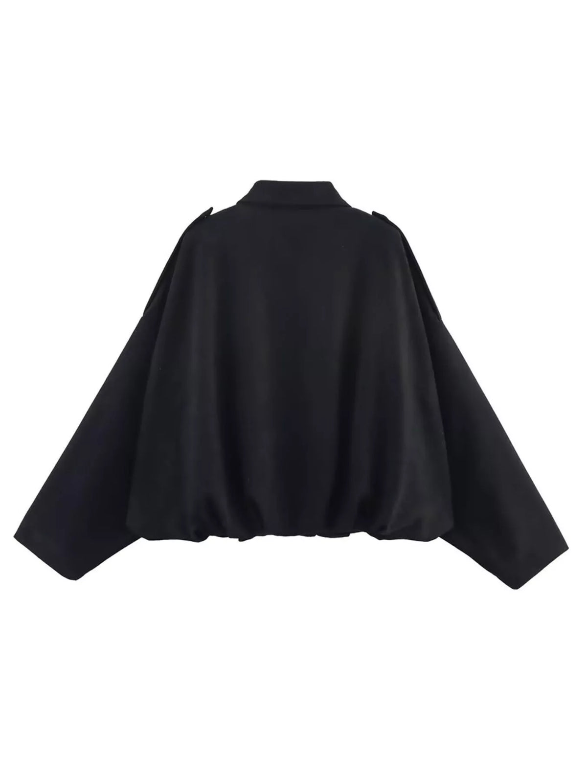 Collared Neck Dropped Shoulder Jacket for Women