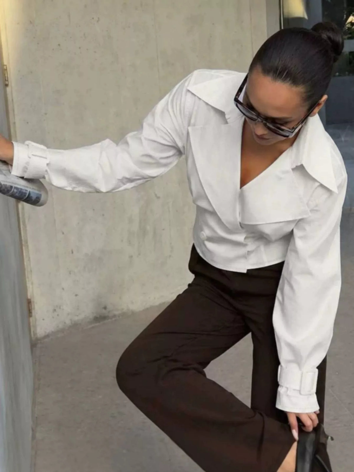 Cropped Double Breasted Blazer