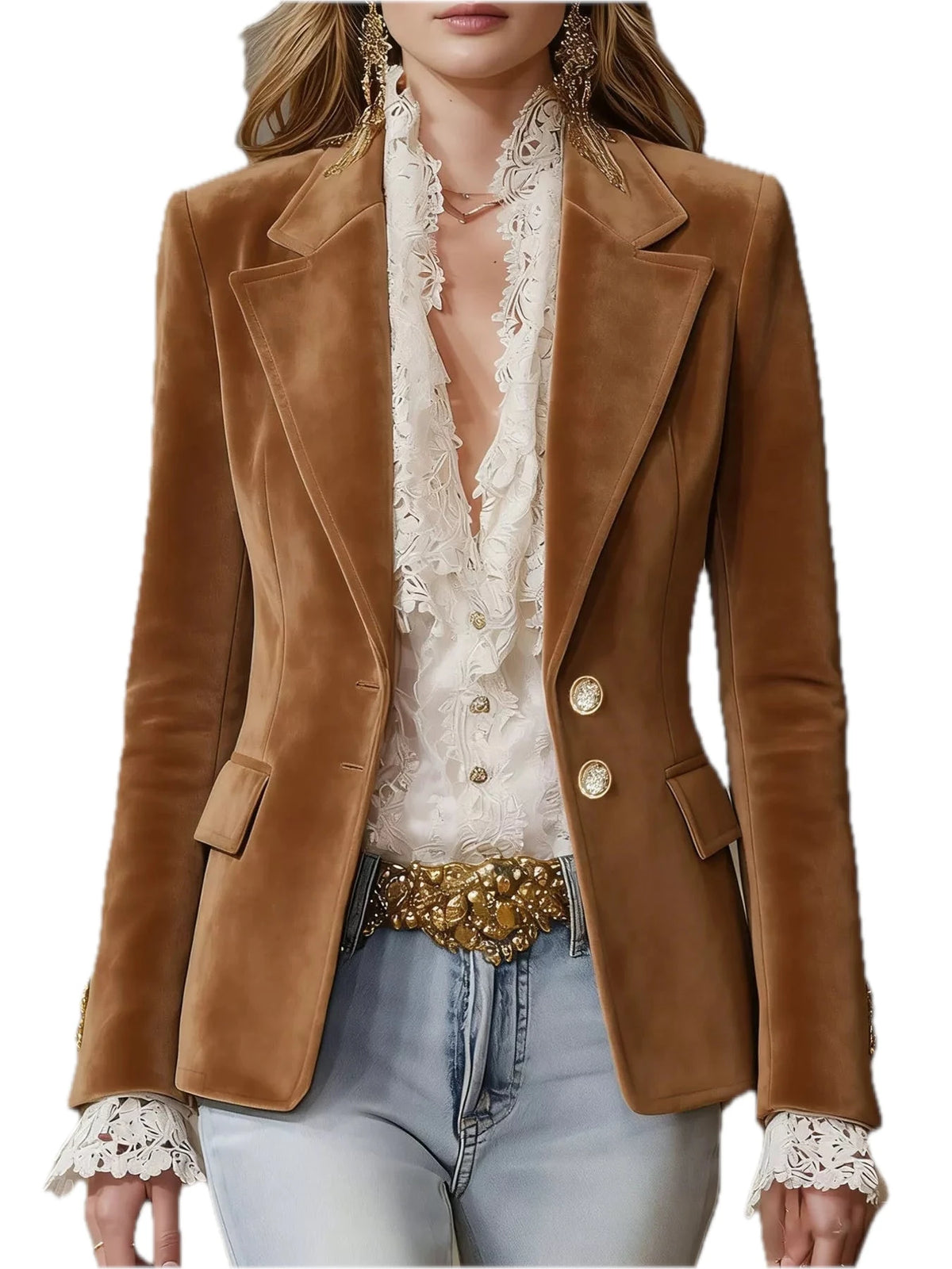 Women's Single-Breasted Lapel Collar Blazer