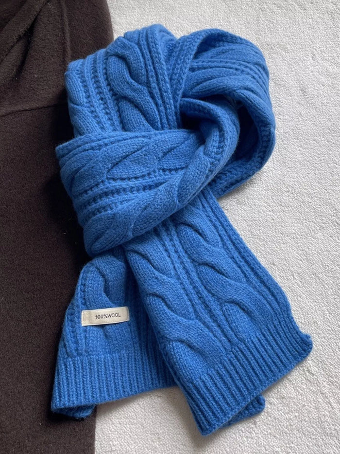 Wool Cable Knit Winter Scarf for Women