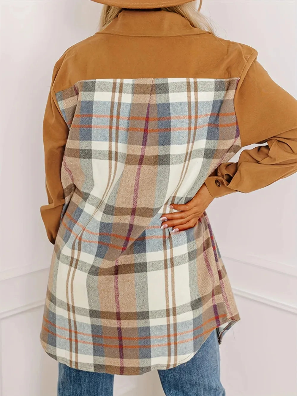 Plaid Collared Jacket in Caramel