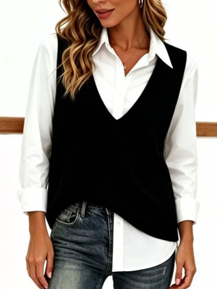 V-Neck Knit Sweater Vest Plus Size