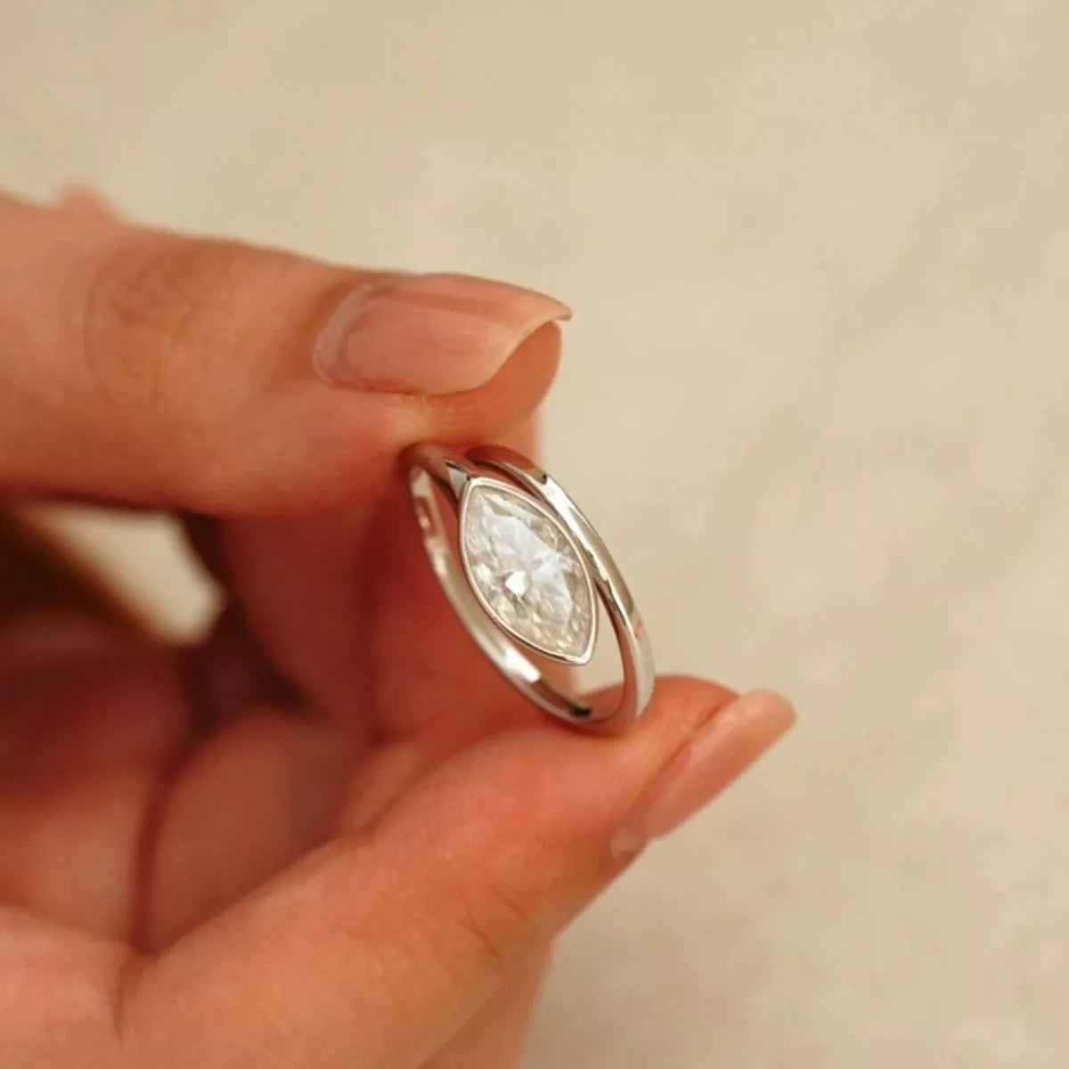 2 Carat 925 Sterling Silver Moissanite Marquise Cut Bypass Ring – image 1 | Lilixa Trending Jewelry