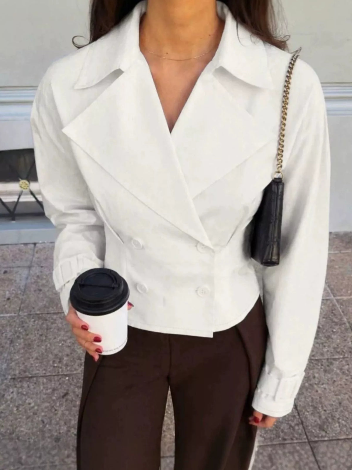 Cropped Double Breasted Blazer