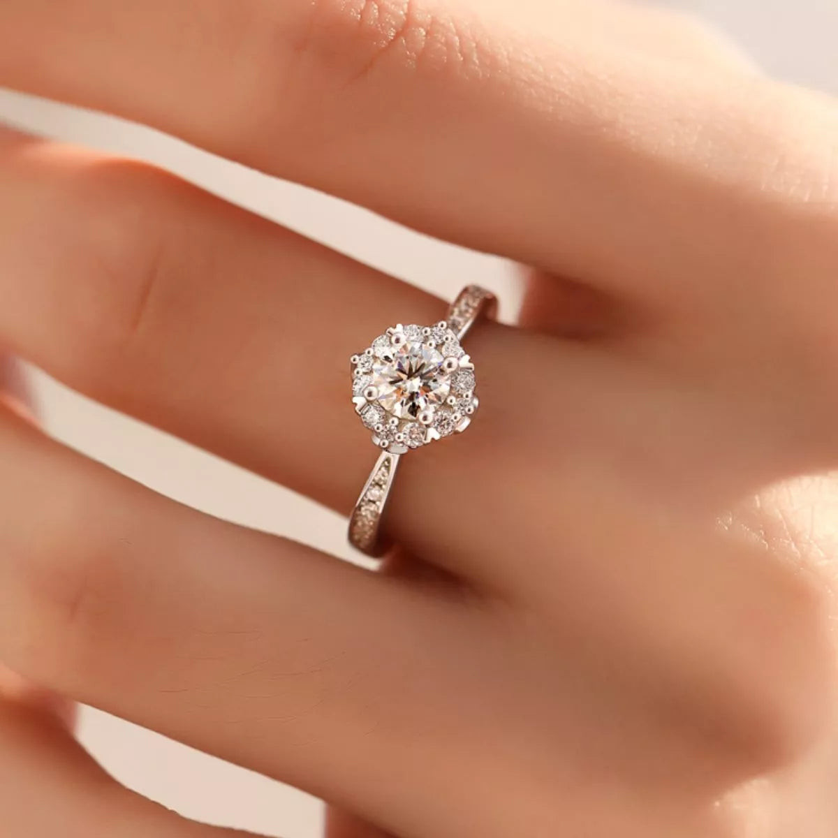 1 Carat 925 Sterling Silver Moissanite Ring for Women