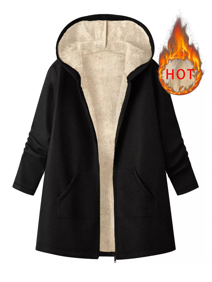 Fleece Lined Zip Up Hooded Outerwear