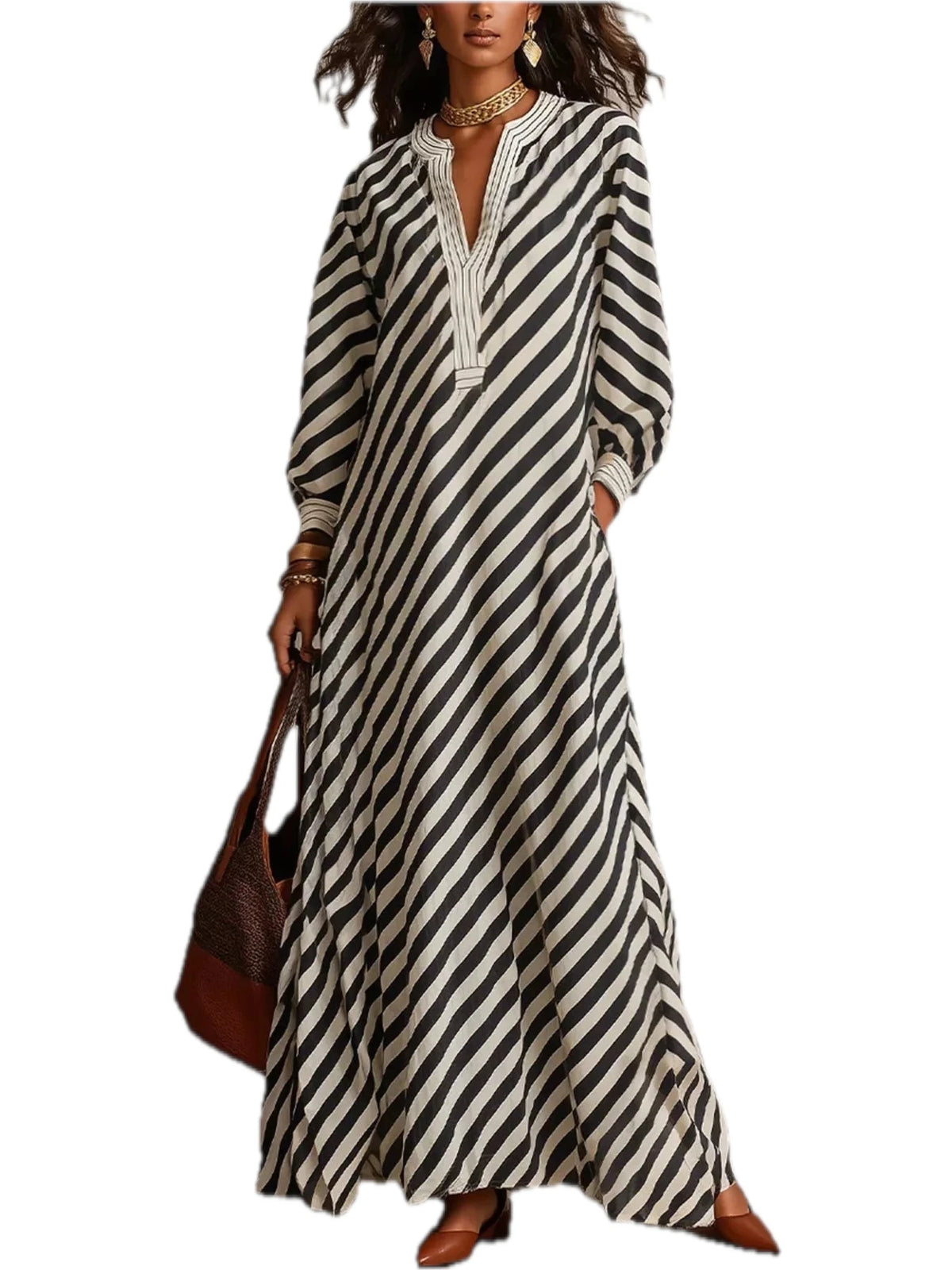 Striped Long Sleeve Maxi Dress