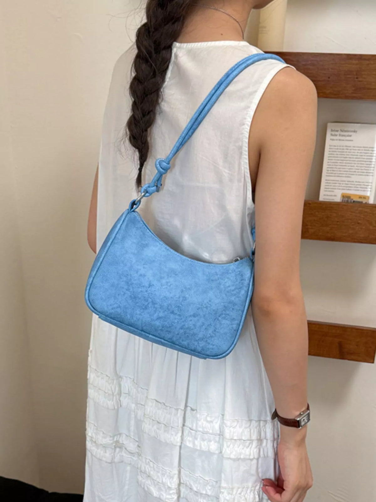 Baguette Vegan Leather Crossbody Bag for Women