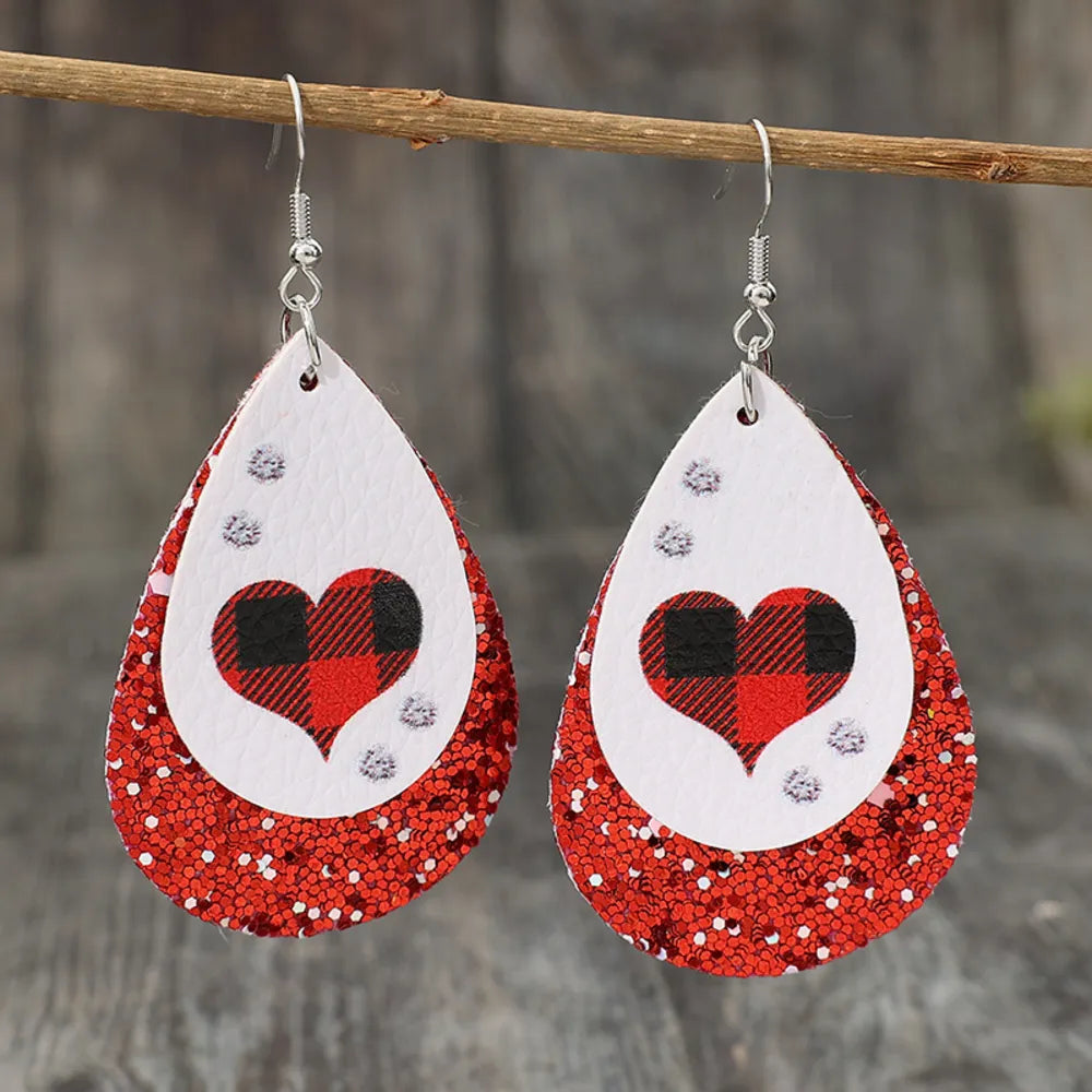 Heart Sequin Leather Teardrop Earrings – image 1 | Lilixa Trending Jewelry