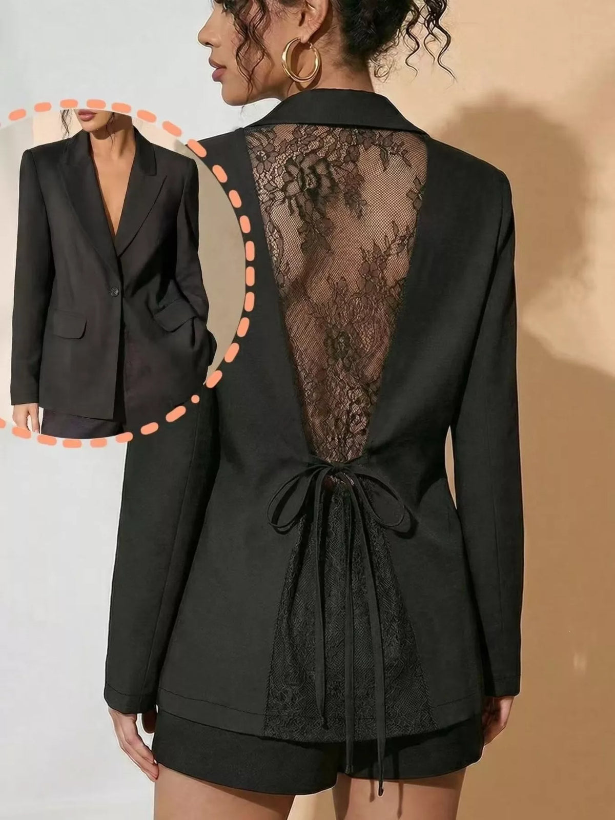 Lace Back One Button Blazer