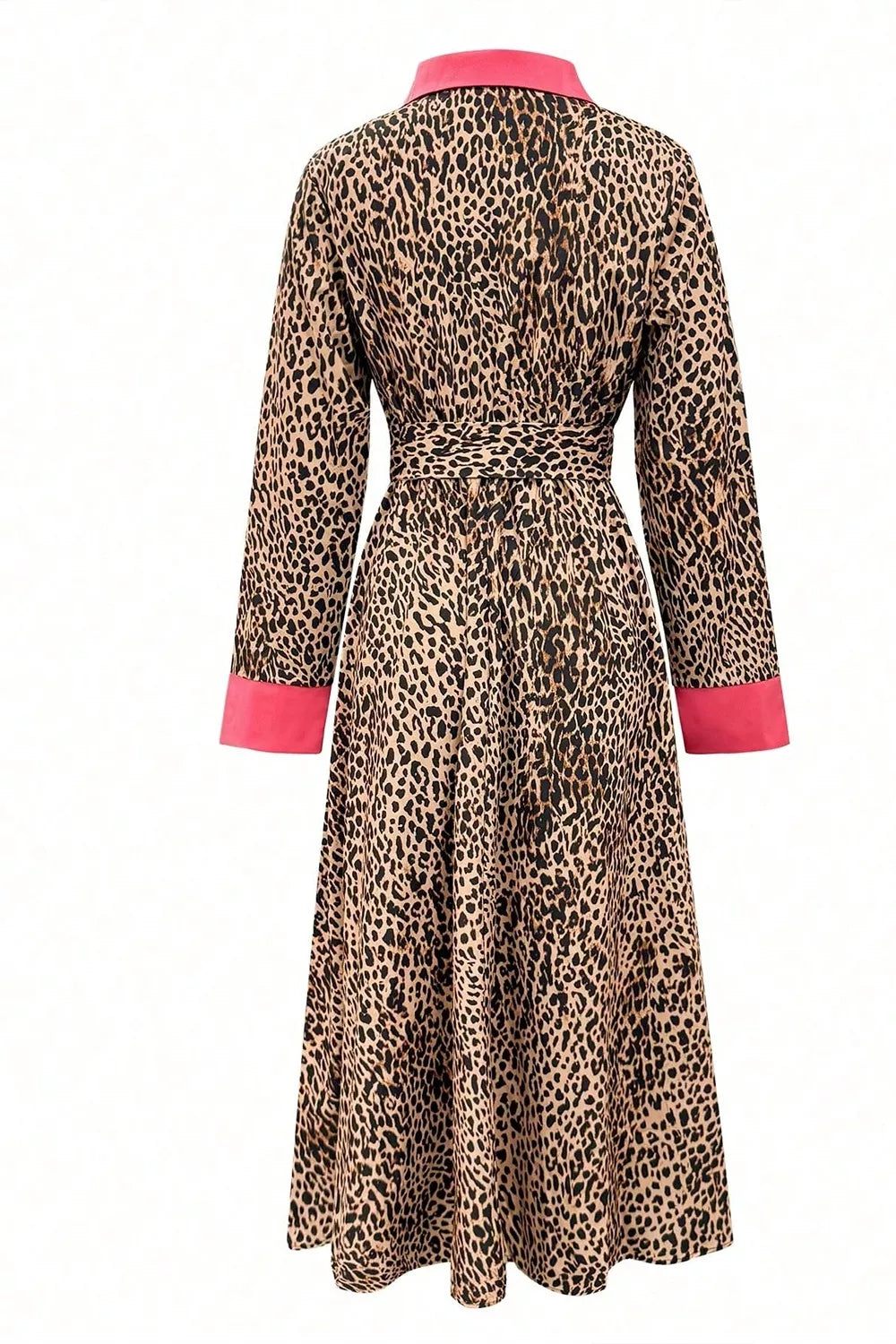 Leopard Belted Maxi Shirt Dress