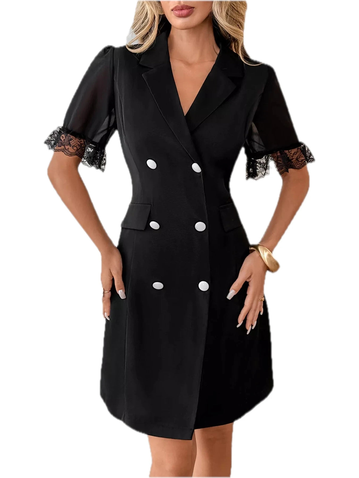 Lace Double Breasted Blazer Dress