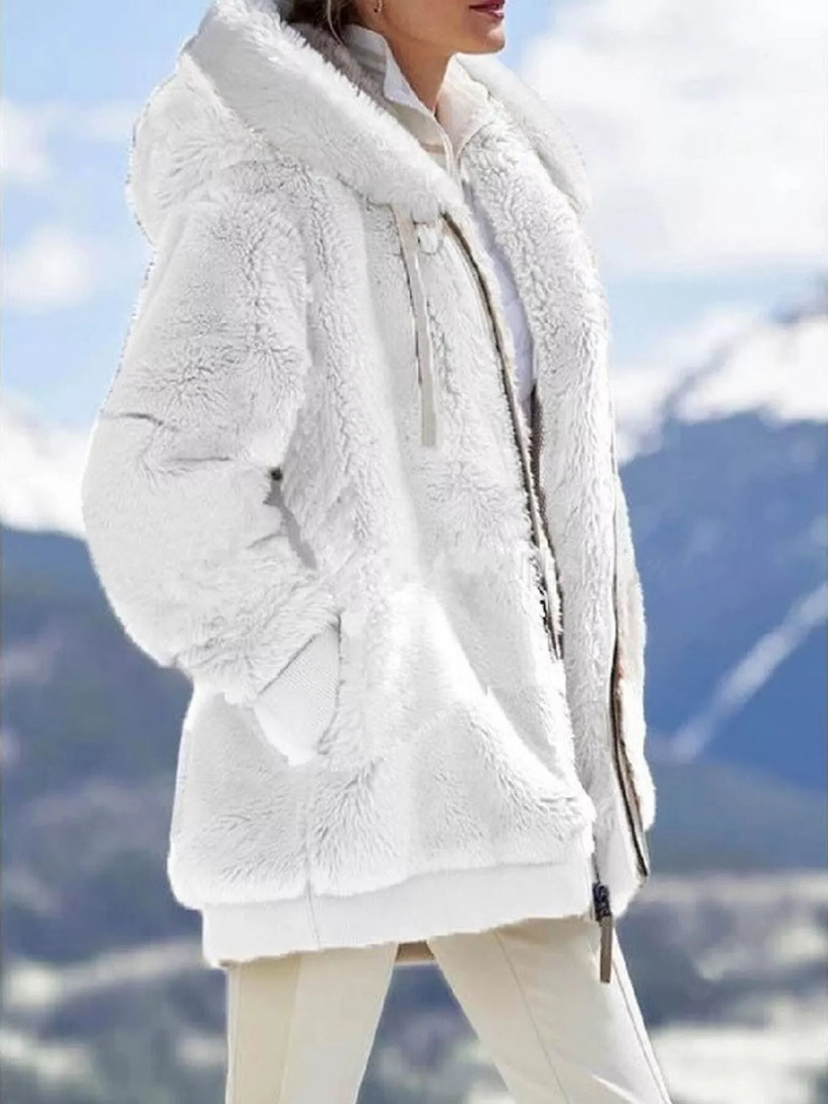 Cozy Fleece Zip-Up Hooded Jacket Plus Size