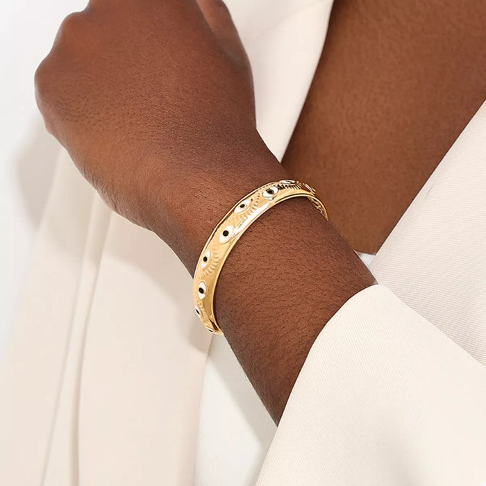 Evil Eye Open Bangle Bracelet for Women