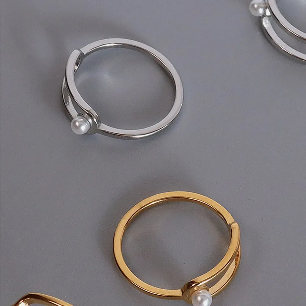 Synthetic Pearl Titanium Steel Ring – image 5 | Lilixa Trending Jewelry
